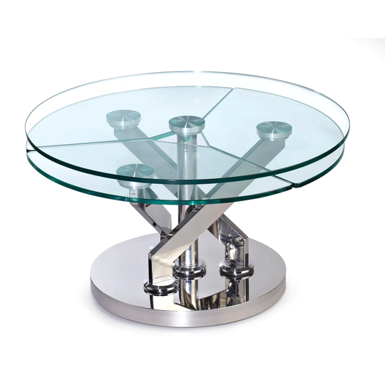 Somette Cocktail Table with 32" Round Glass Top - Cocktail Table