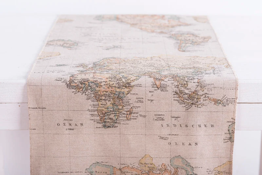 Table Runner With Vintage Map, Runner, Centerpiece, Kitchen Dining Room Home Decor, Table Decor