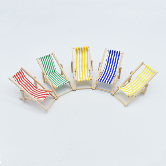 Mini Beach Chair Little Deck Chairs Dollhouse Vacation Themed Ornament Barbie Christmas Birthday Gift Outdoor Scene Decoration