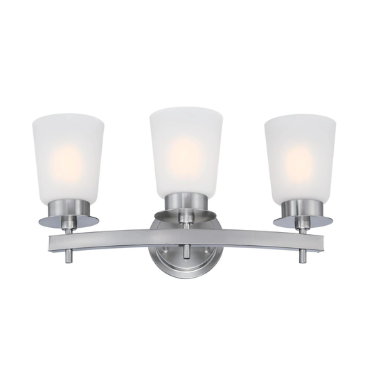 Westinghouse Lighting Reynaldo Three Light Wall Fixture, Brushed Nickel Finish, Frosted Glass - 3-Light