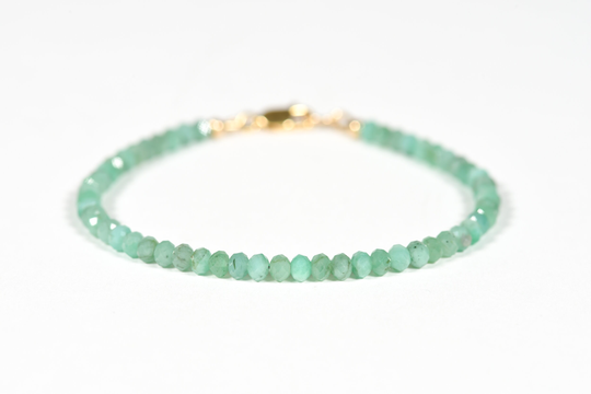 Delicate Emerald Bracelet, Genuine Emerald, Green Gemstone May