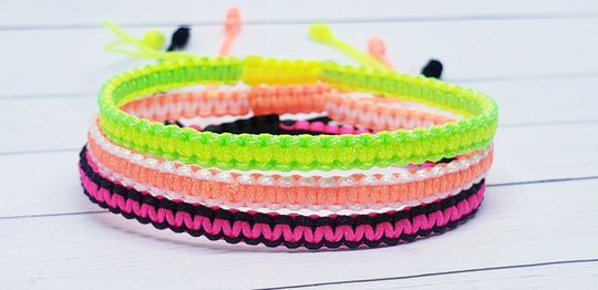 New Neon Colors - Choose Two | Lucky String Macrame Friendship Bracelet Good Luck Adjustable Fits Most Square Knot Minimalist