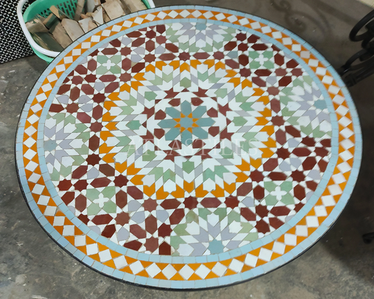 Moroccan Tile Table, Free Shipping, Ceramic Table, Amazing Indoor & Outdoor Mosaic, Personalized Design, Handcrafted Table, Round Table