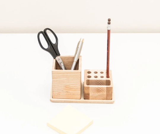 Wood Pencil Holder Organizer Desk Organization Storage Desk Wooden