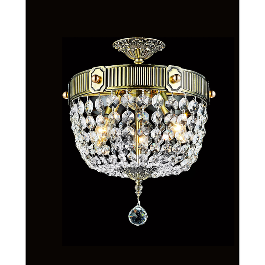 3 Light Flush Mount with French Gold Finish