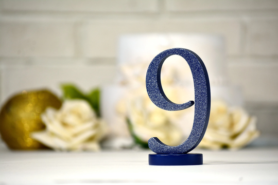 Glitter Standing Wooden Table Numbers - Elegant & Classy For Wedding, Table, Rustic Wood Number On A Stand