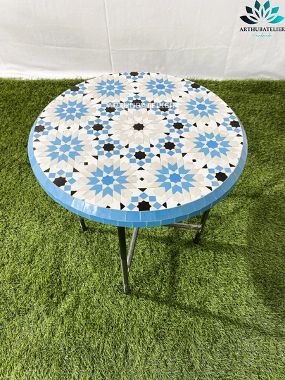 Customizable Mosaic Table Round For Outdoor-Indoor 100% Handcrafted, Coffee With Mosaic