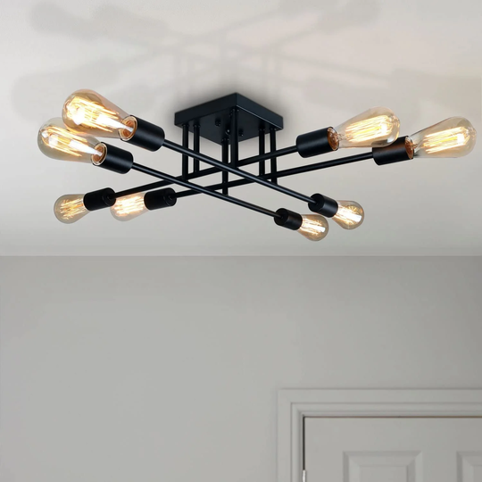Modern 23.2-inch 8-lights Sputnik Linear Semi Flush Mount - 23.2*23.2*5.9H inch