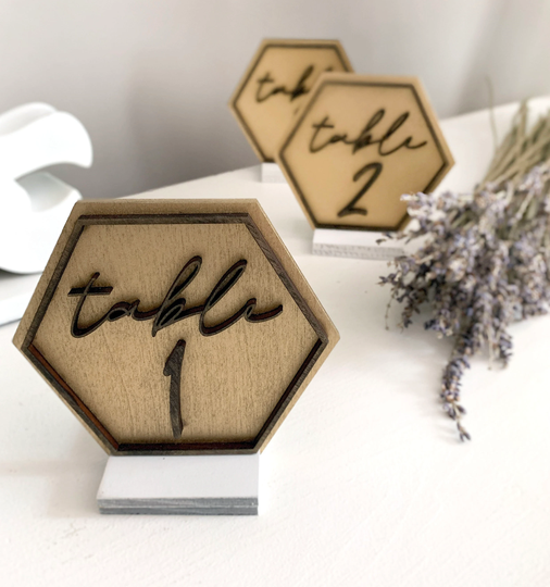 Custom Hexagon Geometric Table Numbers