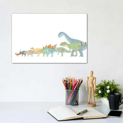 Pencil Drawing Illustrating Various Dinosaurs And Their Comparative Sizes by Alice Turner - Graphic Art Print