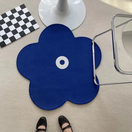 Claine Cross-Blue Flower Carpet-Chair Rugs-Bedroom Bed Rugs-Living Room Decoration-Little Rugs-Gift