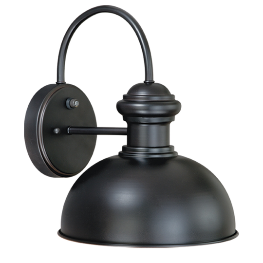 Franklin 1 Light Dusk to Dawn Farmhouse Barn Dome Outdoor Wall Lantern - 10-in. W x 12.75-in. H x 12-in. D