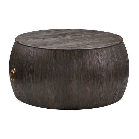 Jaune Reclaimed Wood and Gold Ring Wine Barrel Table Set by iNSPIRE Q Artisan