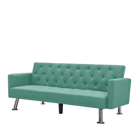Convertible Folding Futon Fabric Sofa Bed, Adjustable Tufted Back Back Sofa