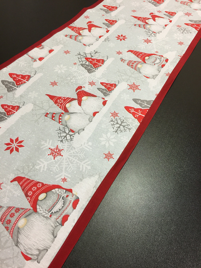 Christmas Table Runner Double Layer Cotton Fabric Scandinavian Gnomes