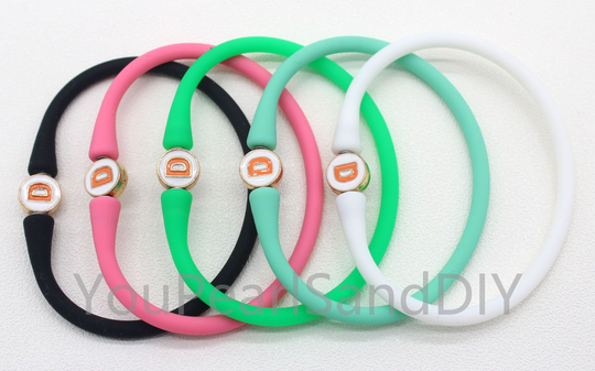 18Pcs-18 Colors Silicone Rubber Bracelet & 26 Letters Initials, Waterproof Stretch Bracelet, Minimalist Bracelet, Gift For HerW055