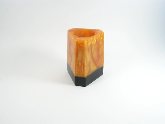 Catalin Pencil Holder 1960S Candlestick Lava Flow Organizer Desk Pen Orange Black Office Decor