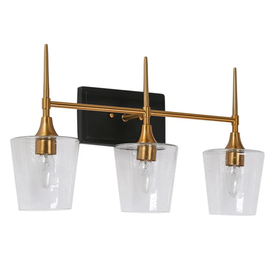 2/3-Light Modern Black Gold Bathroom Vanity Light Wine Glass Wall Sconces Lighting