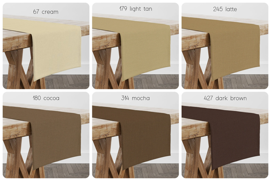 Solid Brown Table Runner Placemats, Cream Tan Mocha | USA Handmade Warm Earth Tones Farmhouse 24 36, 48, 54, 66, 72, 84, 96, 108 Inches