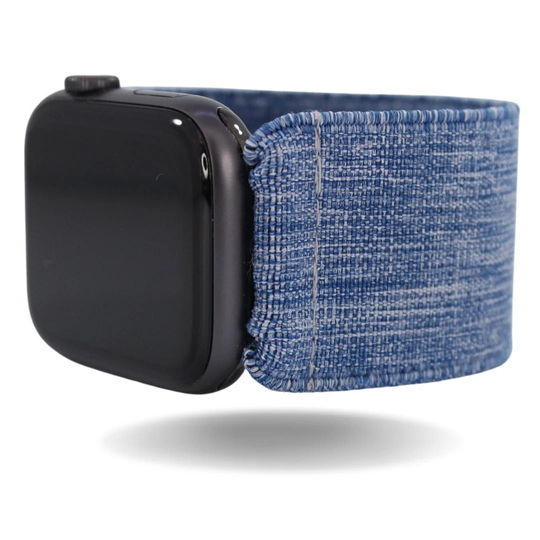 Elastic Watch Band For Apple - All Series | Models 1 8, Se, Ultra Extra Wide Blue Denim Jeans Grey
