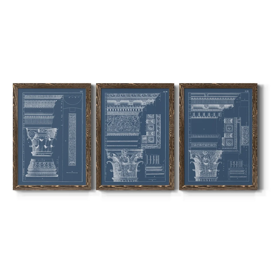 Column & Cornice Blueprint I-Premium Framed Canvas - Ready to Hang - Multi-Color
