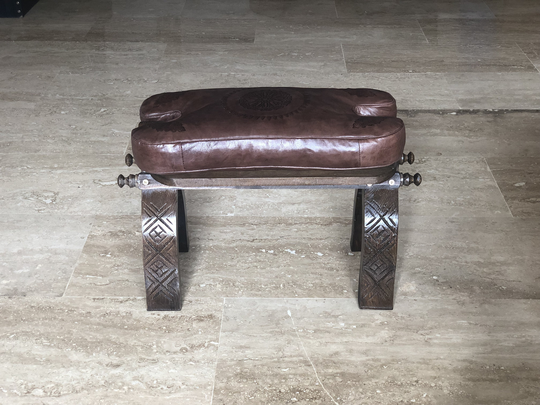 Camel Saddle Footstool, Cushion, Moroccan Pouf, Genuine Cushion, Ottoman Bench Seat, Morocco Chair, Saddle Barstool, Foot Pouf