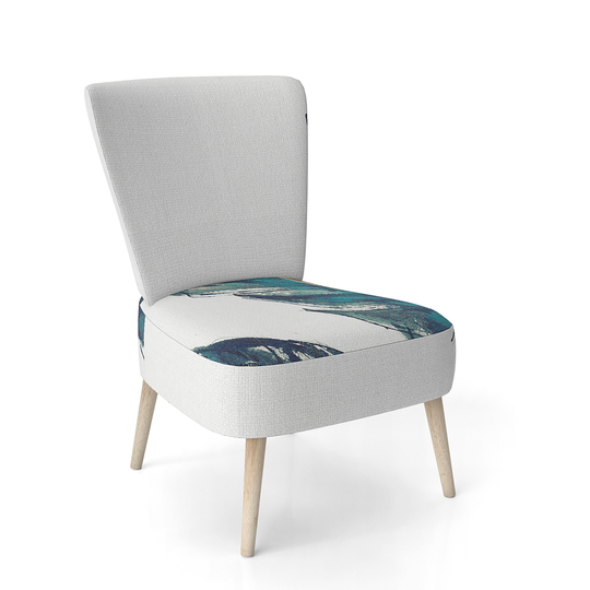 Designart 'Gold Indigo Feathers III' Upholstered Modern Bohemian Accent Chair