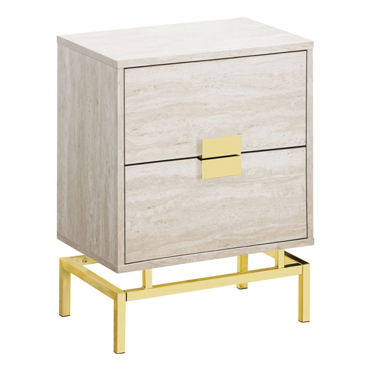 23.5" Gold and Beige Contemporary Rectangular Accent Table