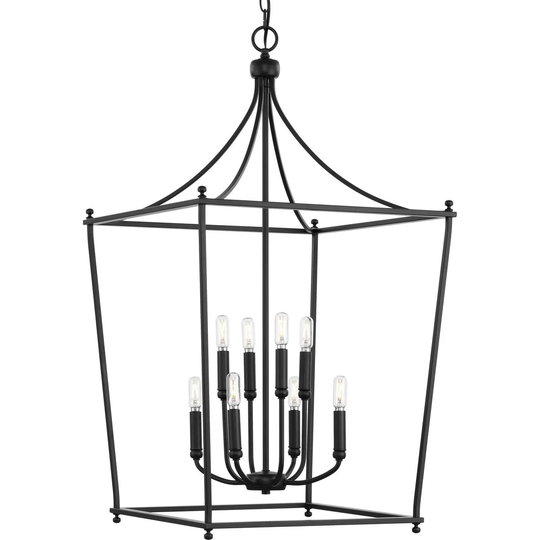 Parkhurst Collection Eight-Light New Traditional Matte Black Chandelier Foyer Light - 20 in x 20 in x 36 in