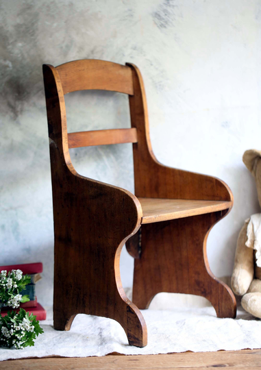 Antique Toy Chair Small Vintage Wooden French Seat