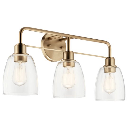 Kichler Lighting Meller 24.25 in. 3-Light Champagne Bronze Vanity Light with Clear Glass