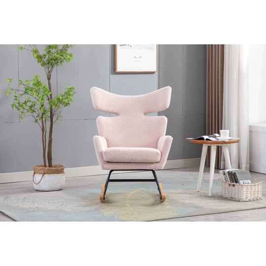 Polyester Upholstered Fishtail Back Rocking Chair