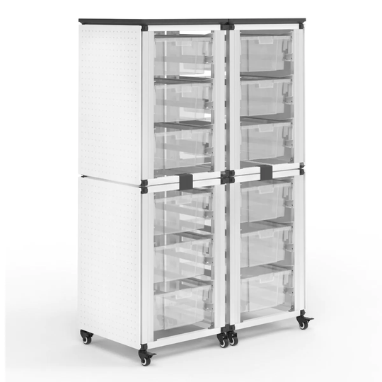 Modular Classroom Storage Cabinet - 4 stacked modules with 12 large bins