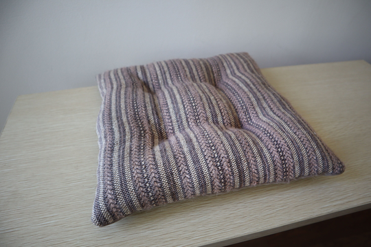 Set Of 2 Chair Cushions With Tufts, White & Beige Pads, Scandinavian Little Seat Cushion, Handwoven Home Decor, Woven Cushion