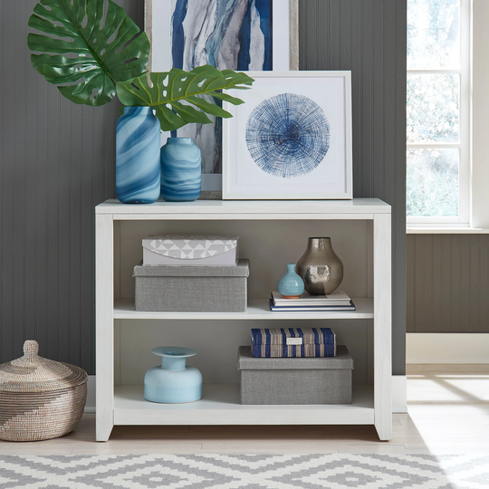 Allyson Park Wirebrushed White Charcoal Open Bookcase