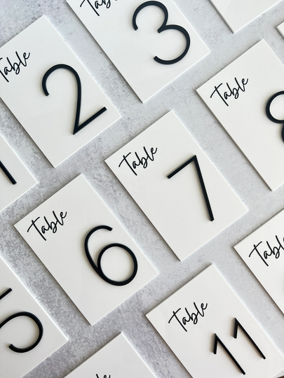 Modern Layered Acrylic Table Number Custom Hand Lettered Sign For Wedding, Baby Shower, Birthday Parties