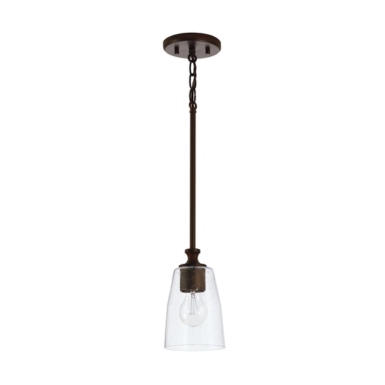 Myles 1-light Hanging Pendant w/ Clear Seeded Glass