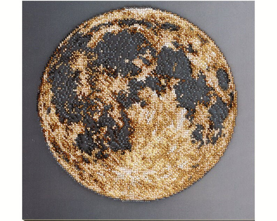 Diy Bead Embroidery Kit On Art Canvas "Moon" Size 12.9"×12.9" | 33×33 cm, Gift | Abris