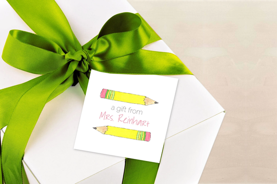 Watercolor Pencil Enclosure Card - Personalized Gift Tags Teacher Mini Cards Favor