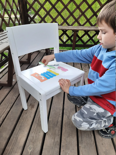 Wood Child Chair With Puzzle Name Adjustable Height Kids Furniture From 1 Years Old Toddler Wooden Gift For Playroom