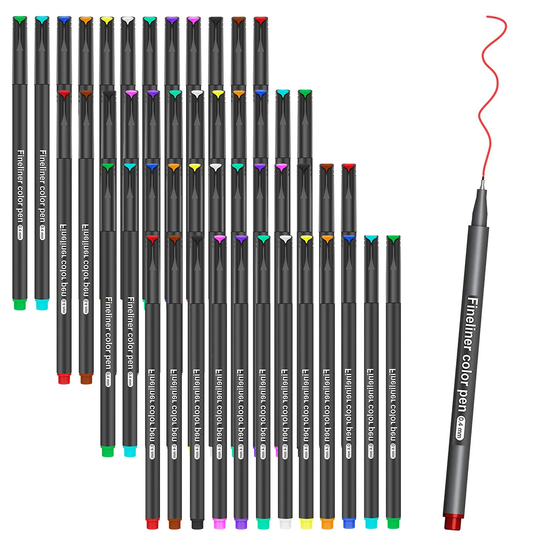 48 Color Fineliner Pens Set, Colored Sketch Writing Drawing For Journal Planner Note Taking & Coloring Book, Art Crafts Scrapbooks