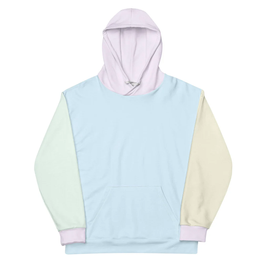 Pastel Color Block Hoodie, Unisex, Hooded Sweatshirt