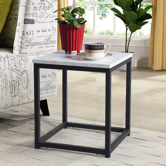 Marble End Table Side Table Snack Table for Living Room Bedroom