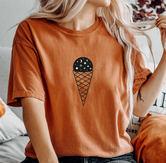 Comfort Colors Celestial Ice Cream Cone Shirt, T-Shirt, Boho Comfy Oversized
