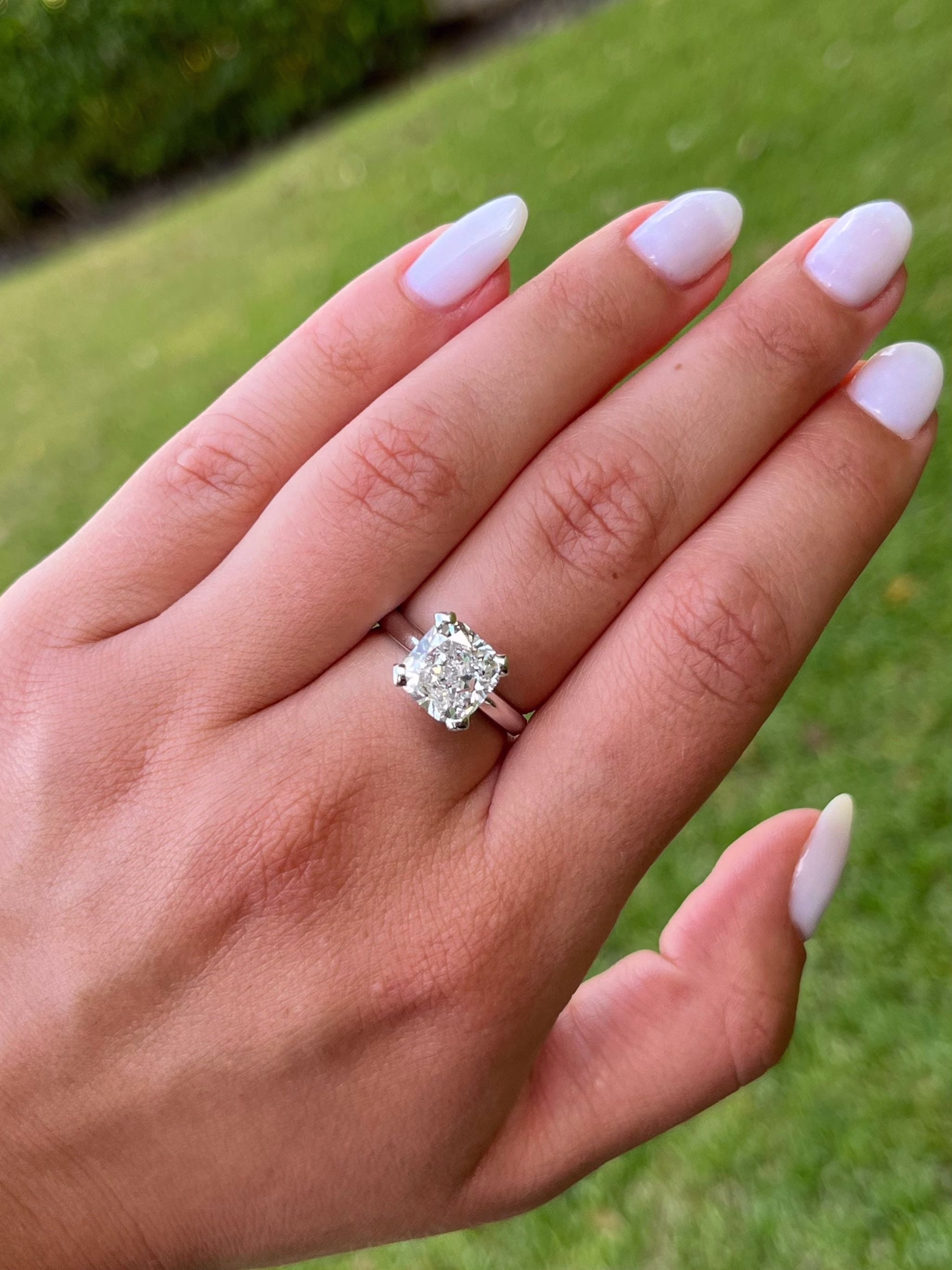 4.05 Carat Cushion Cut F Color Vs1 Clarity Lab Grown Diamond Solitaire Ring | Igi Certified 4 White Gold