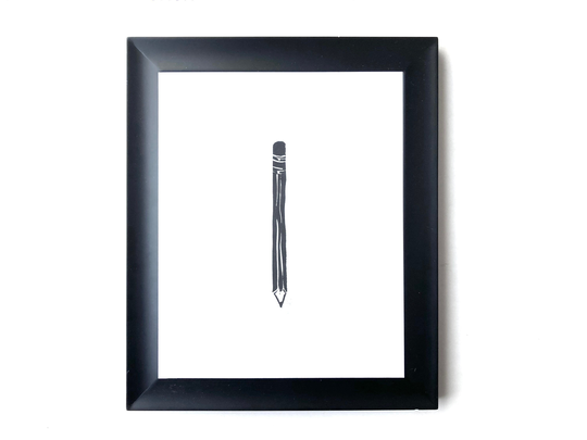 Minimum Black Number Two Hex Pencil Print - 8x10 Linocut Relief Linoleum Block Gift For Writers Hand Pulled Wall Art