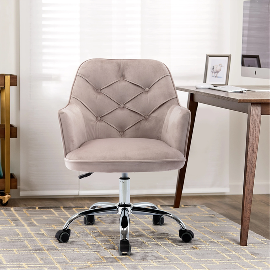 Velvet Swivel Shell Chair Office Arm Chair Grey/Teal