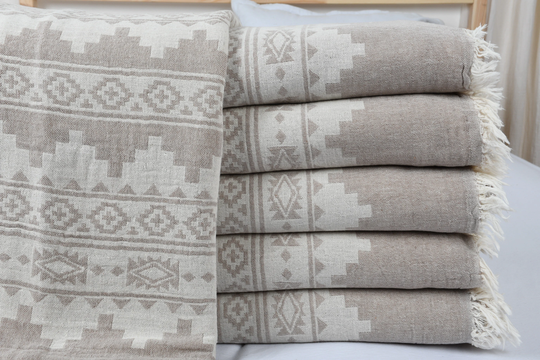Sofa Blanket, Turkish Kilim Throw, 79x91 Inches Couch Cover, Designer Bedcover, Brown Gift
