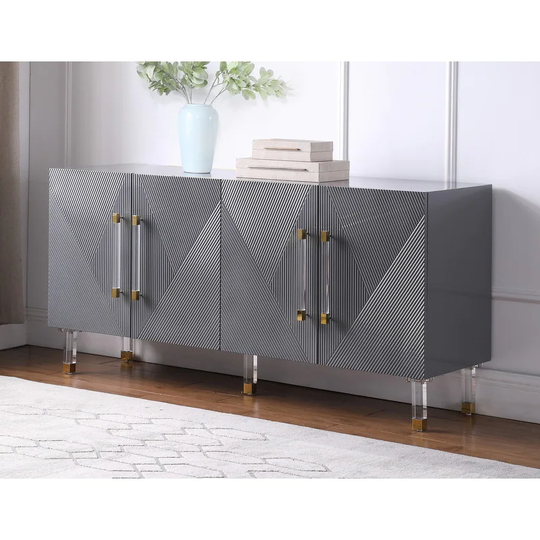 Best Master Furniture 65 Inch Lacquer Contemporary 4 Door Sideboard Cabinet