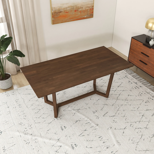 Renaldo Mid-Century Modern Rectangular Solid Wood Dining Table in Brown - 71 inch